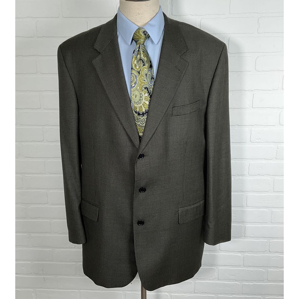 Bachrach Blazer Men 48T Black Gray Houndstooth Wool Ventless Canada Jacket VTG